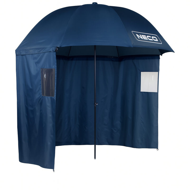 PARASOL NAMIOT WĘDKARSKI WODOSZCZELNY DUŻY Z OSŁONĄ 220CM NECO NIEBIESKI