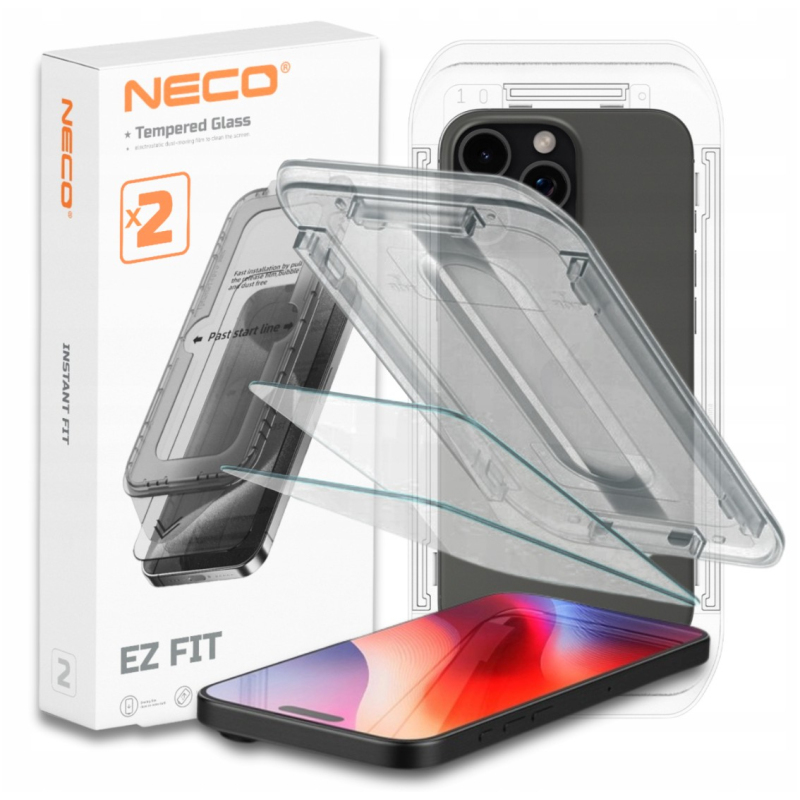 Szkło/Szybka ochronna iPhone 15 Pro z aplikatorem 2szt. Neco