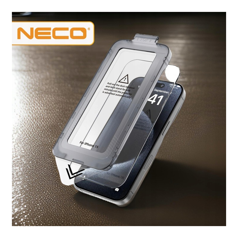 Szkło/Szybka ochronna iPhone 15 Pro z aplikatorem 2szt. Neco