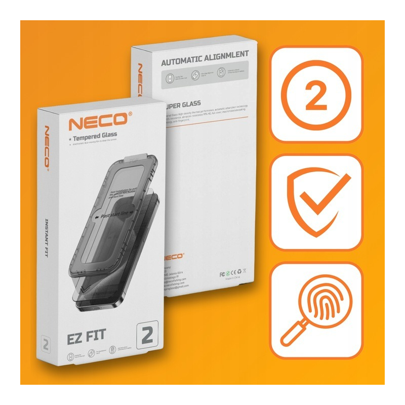 Szkło/Szybka ochronna iPhone 15 Pro z aplikatorem 2szt. Neco