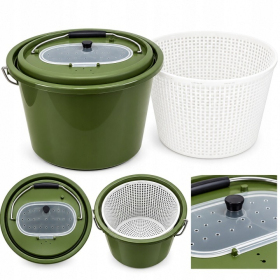 Wiadro wędkarskie NECO na żywca 10 l z wyjmowanym koszem i pokrywą